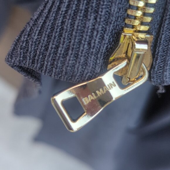 Balmain Charcoal Knit Wear Sweater with Zipper Accent - Size M Like New - Picture 5 of 9